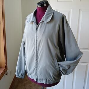 London Fog Grey Windbreaker Jacket L VTG Y2K golf bomber full zip button collar